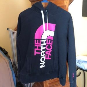 Hoodie with breast cancer ribbon left sleeve